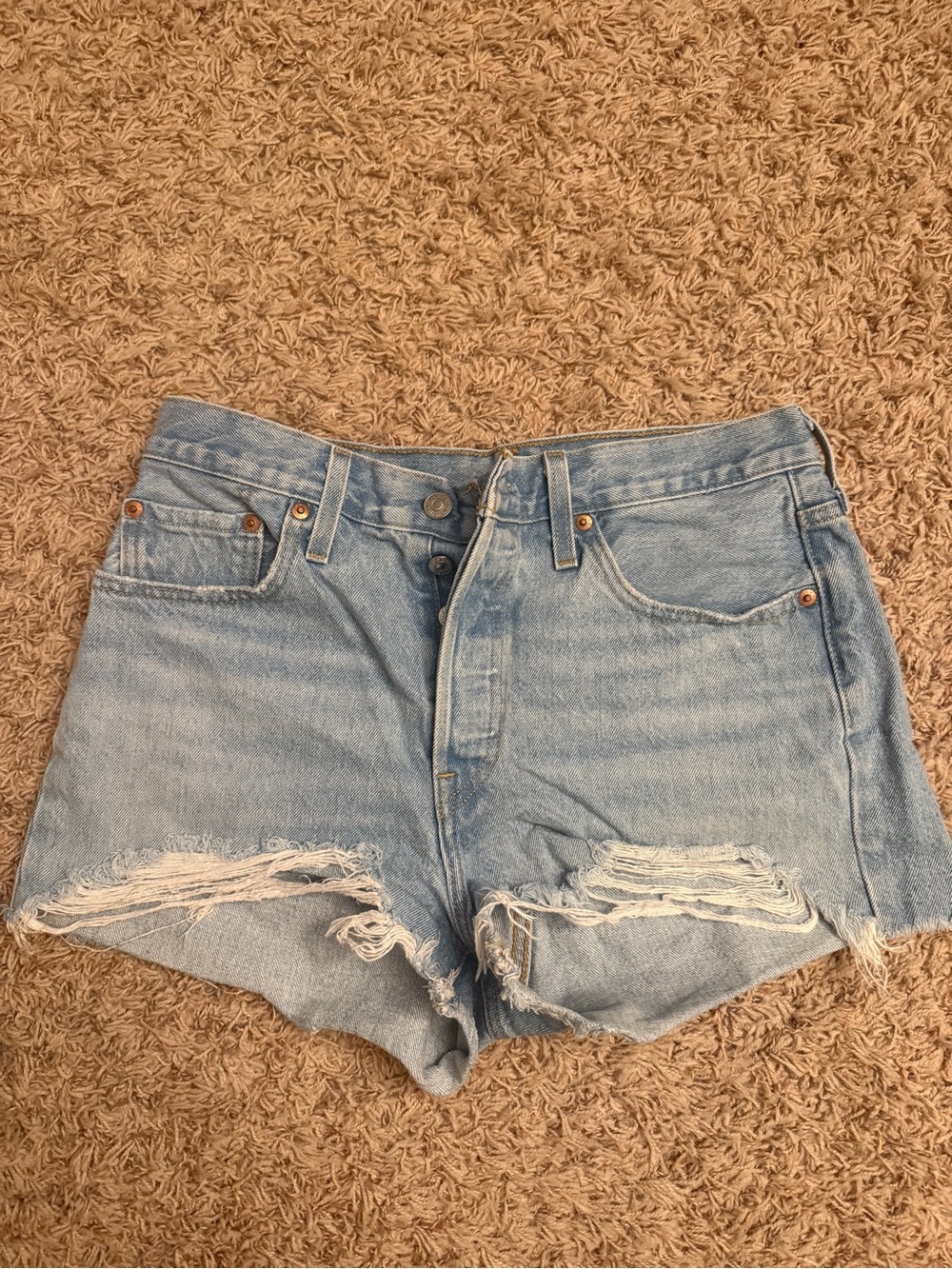 LEVIS Blue Distressed Denim Women's Shorts